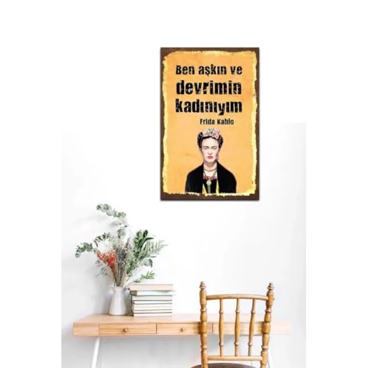 Ben Aşkın Ve Devrimin Kadınıyım Retro Vintage Ahşap Mdf Tablo