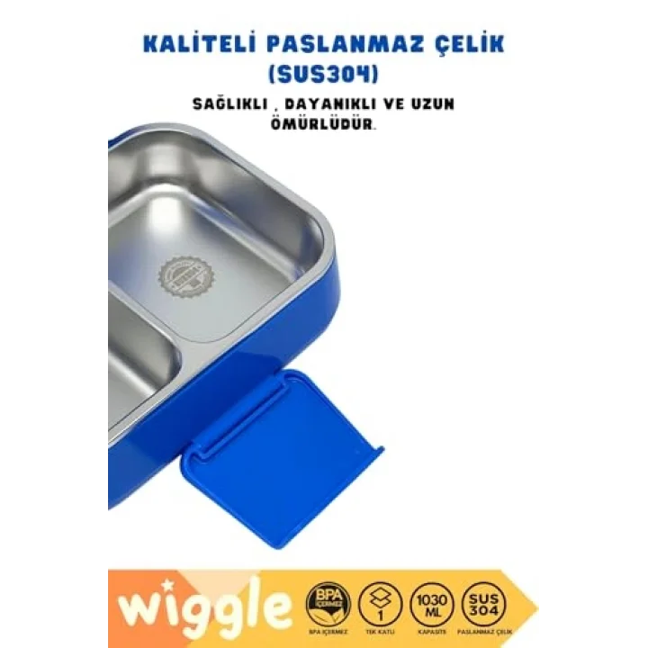 Bento 1030ml Lunchbox Sonic Lisanslı Tek Katlı 2 Bölmeli Paslanmaz Çelik Sefer Tası Yemek Kutu