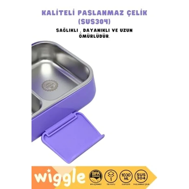 Bento Lunchbox Kuromi Tek Katlı 2 Bölmeli Paslanmaz Çelik Sefer Tası