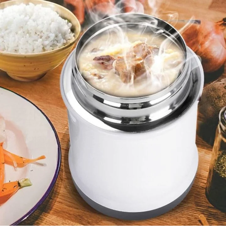Bentopia Paslanmaz Çelik Yemek Termosu - 560 ml- Bebek Mama Saklama Termosu (Beyaz)