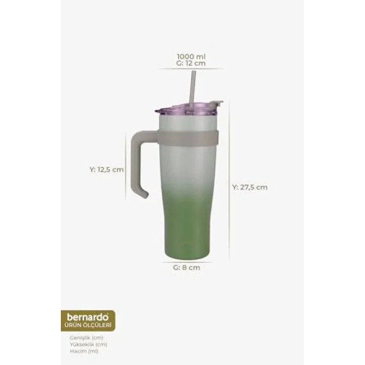 Bernardo Alto Pipetli Termos Bardak Yeşil 1000Ml