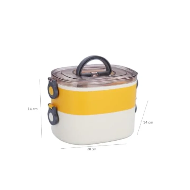 Beslenme Kutusu İki Katlı - Paslanmaz Çelik - 1900ml Yeni Nesil Beslenme Kabı Lunch Box (Mavi)