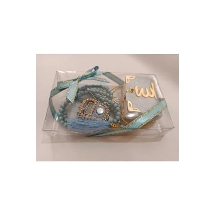 Best Gift Mavi Rengiyle Göz Kamaştıran Islami Set - Mini Kuran, Zikirmatik Ve Tesbih