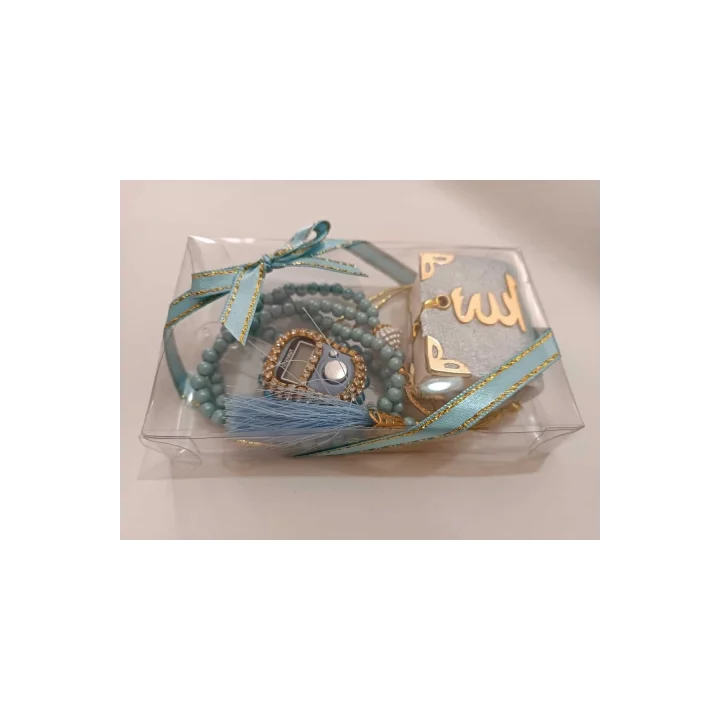Best Gift Mavi Rengiyle Göz Kamaştıran Islami Set - Mini Kuran, Zikirmatik Ve Tesbih