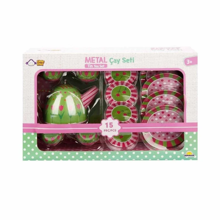 Mey İthalat® 02169 Metal Oyuncak Çay Takımı 15 Parça -