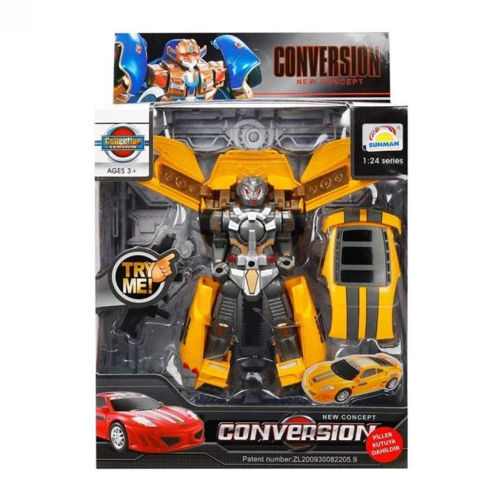 Mey İthalat® 1:24 Sesli ve Işıklı Dönüşebilen Robot 22 cm