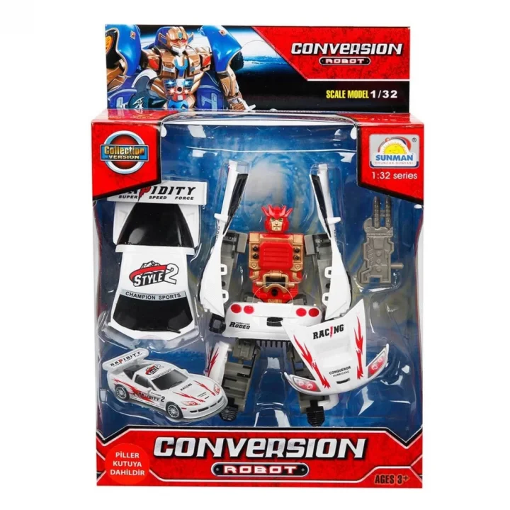 Mey İthalat® 1:32 Sesli ve Işıklı Dönüşebilen Robot