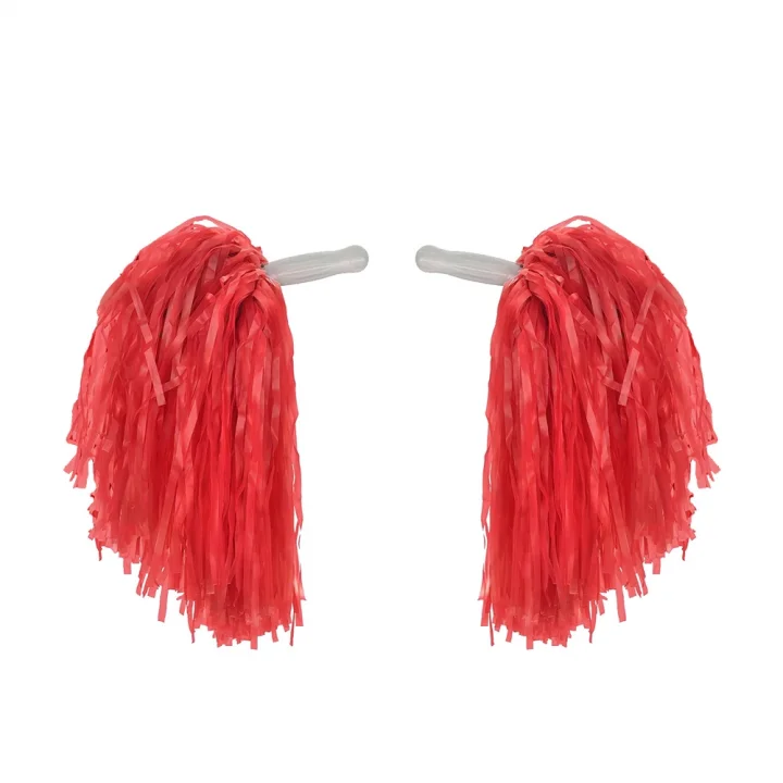 Mey İthalat® 1 Çift ( 2 Adet ) Kırmızı Renk 23 Nisan Gösteri Ponponu