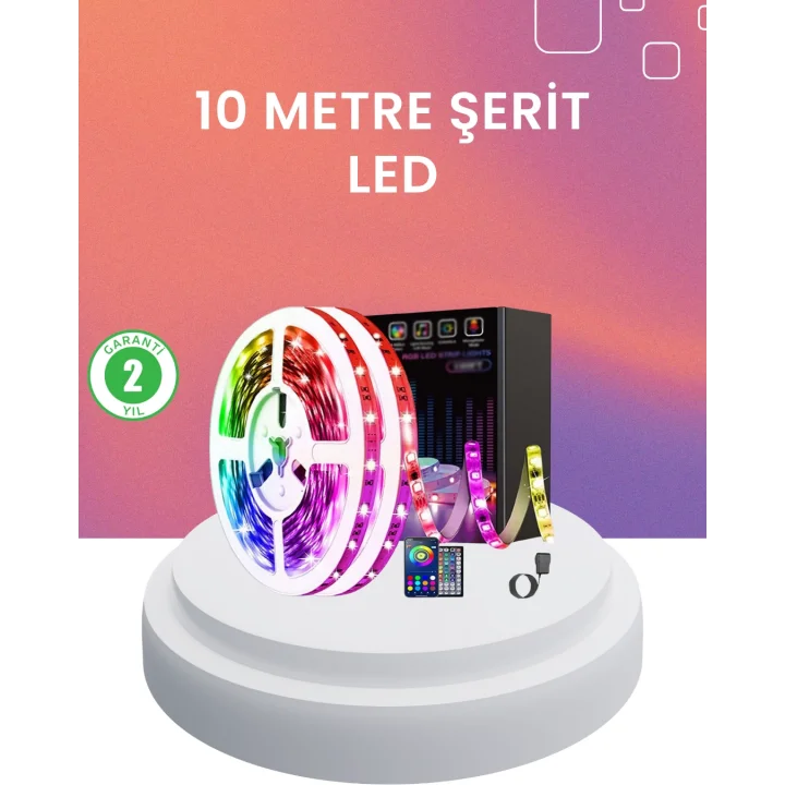 Mey İthalat® 10 Metre Telefon Kontrollü Smart Şerit Led USB RGB Kumandalı
