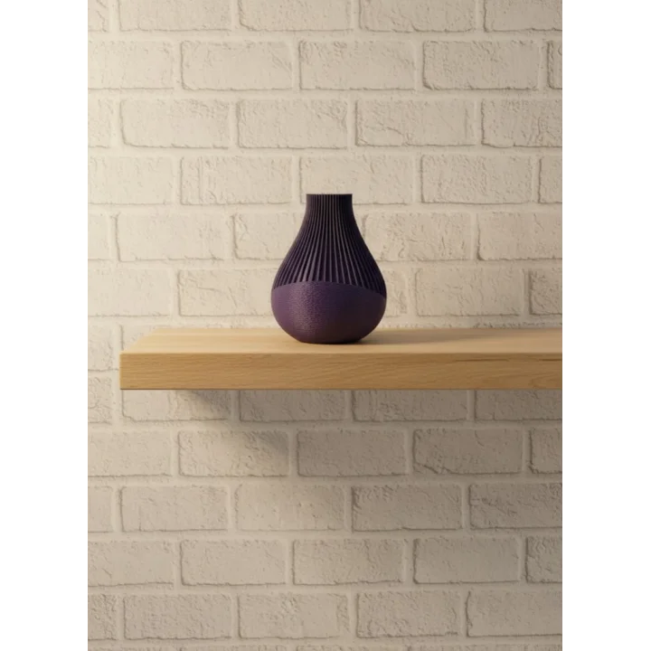 Mey İthalat® 11 cm Mor Minimal Çizgili Vazo Masa Üstü Şık Dekor Objesi