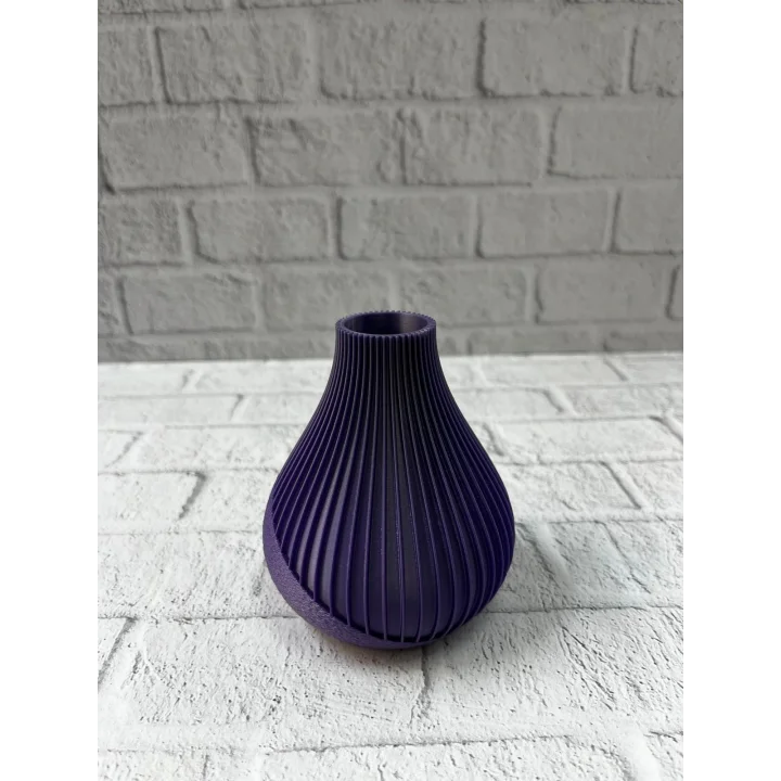 Mey İthalat® 11 cm Mor Minimal Çizgili Vazo Masa Üstü Şık Dekor Objesi