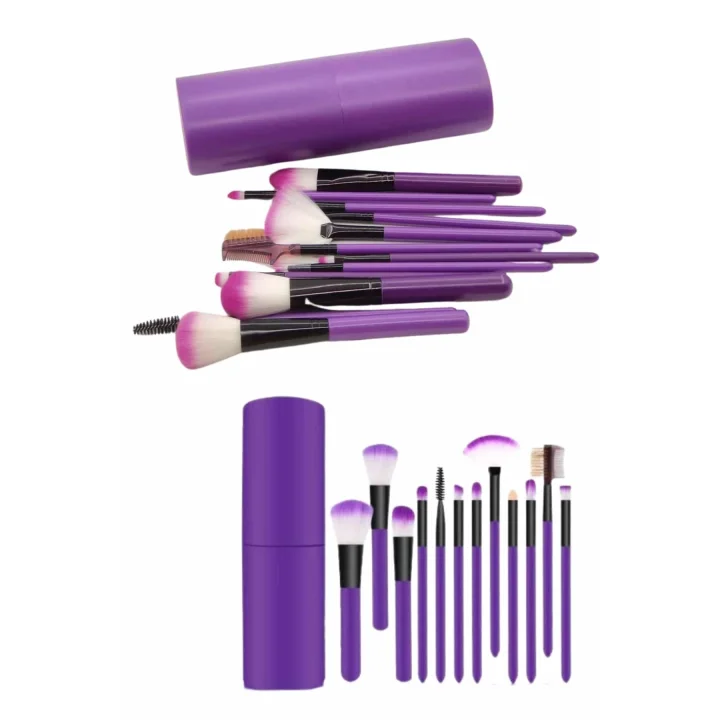 Mey İthalat® 12 Parça Makyaj Fırça Seti Profesyonel Fondöten Allık Far Kontür Fırçası