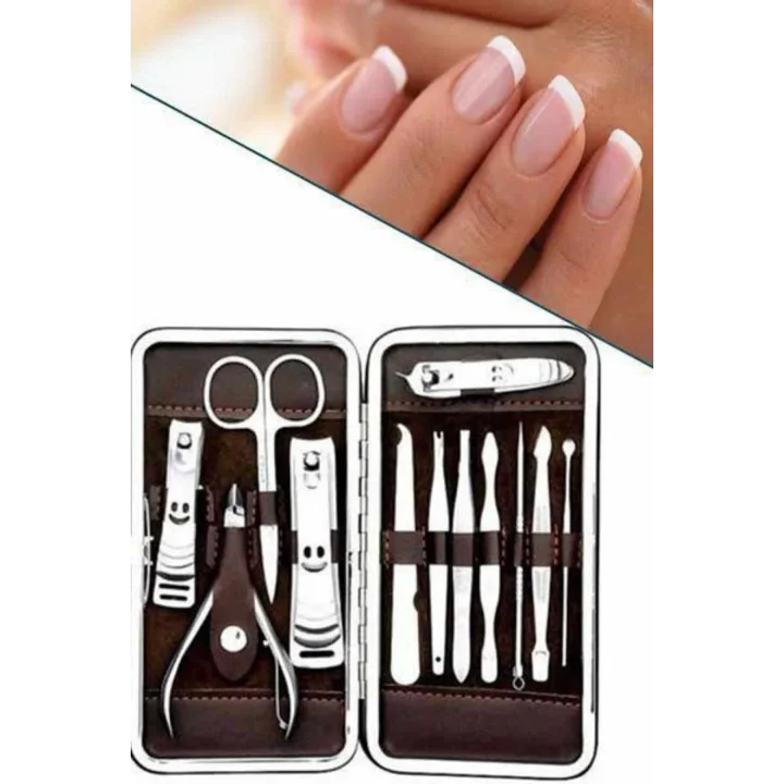 Mey İthalat® 12 Parça Manikür Pedikür Seti Özel Deri Çanta El Ayak Bakımı Akne ve Sivilce Temizleme