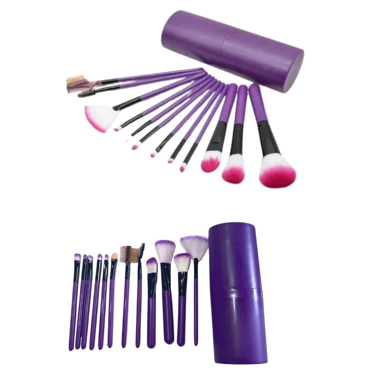 Mey İthalat® 12 Parça Profesyonel Makyaj Fırçası Far Fırçası Allık Fırçası Yumuşak Kıllı