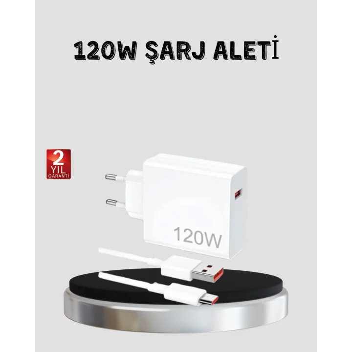 Mey İthalat® 120W Hızlı Şarj Başlığı Ultra Güçlü Type-C Adaptör Kablo Dahil