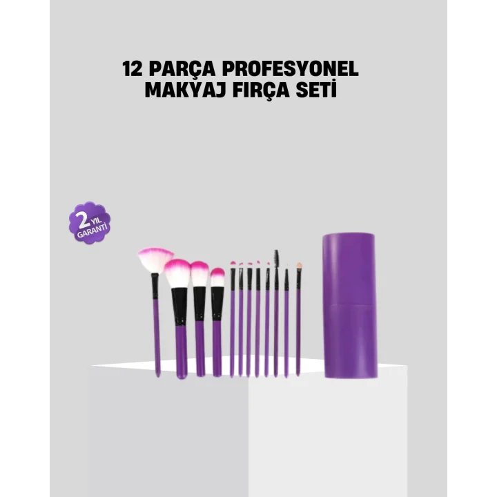 Mey İthalat® 12’li Profesyonel Makyaj Fırça Seti Ultra Yumuşak Sentetik Kıllı