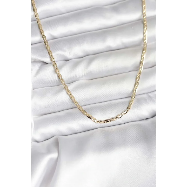 Mey İthalat® 14K Gold Renk Kaplama Ezme Zincir Model CM Kadın Kolye
