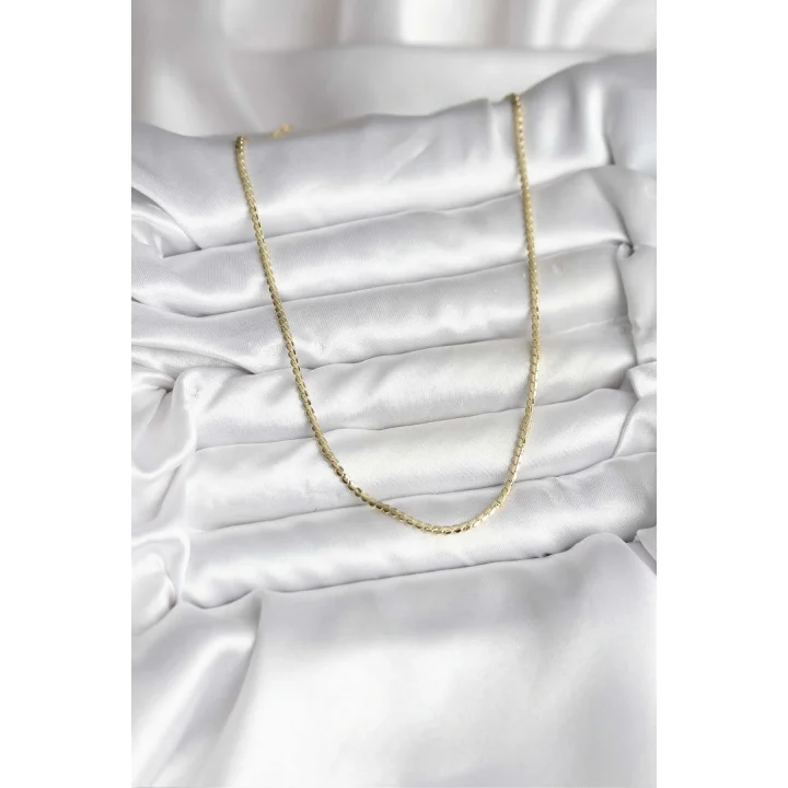 Mey İthalat® 14K Gold Renk Kaplama Ezme Zincir Model CM Kadın Kolye
