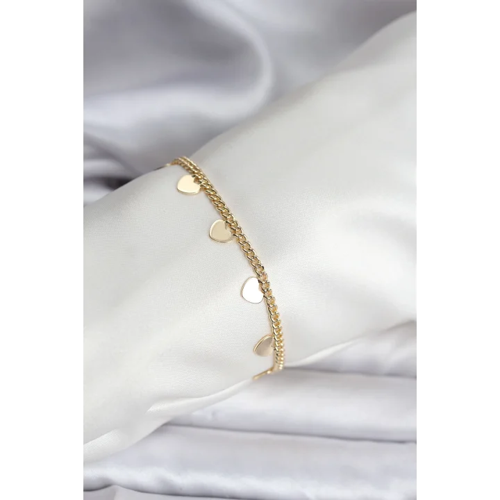 Mey İthalat® 14K Gold Renk Kaplama Kalpli Model CM Kadın Bileklik