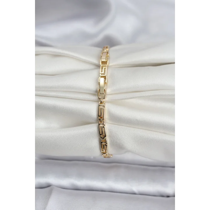 Mey İthalat® 14K Gold Renk Kaplama Zirkon Taşlı Baget Model CM Kadın Bileklik