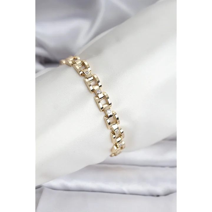Mey İthalat® 14K Gold Renk Kaplama Zirkon Taşlı CM Kadın Bileklik