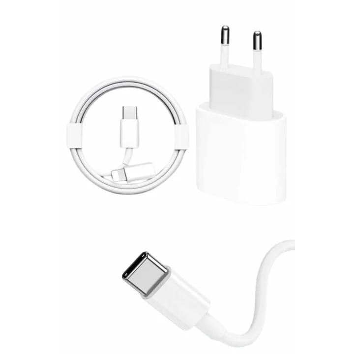 Mey İthalat® 15/Pro/Pro Max 20W İOS Uyumlu Hızlı Şarj Aleti Adaptörlü Beyaz