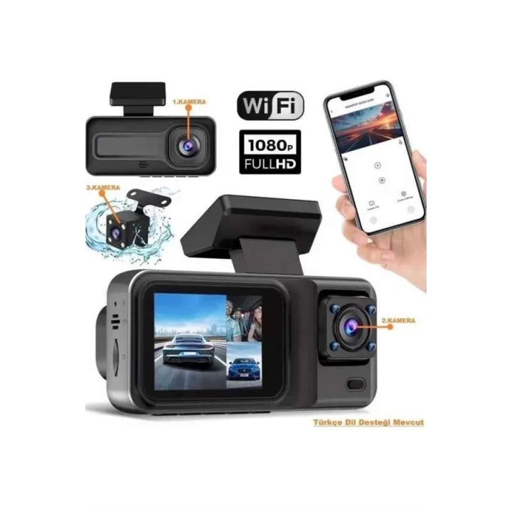 Mey İthalat® 2 İnç Araç İçi Kameralı Ekran 1080P Full HD Kaliteli Hafıza Kart Destekli