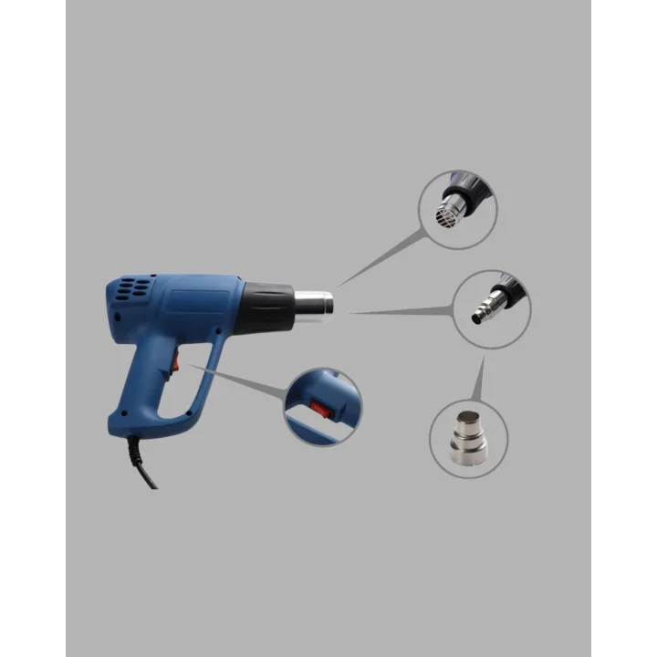 Mey İthalat® 2 Kademeli Güçlü Sıcak Hava Tabancası 380° – 500° Isı Ayarı