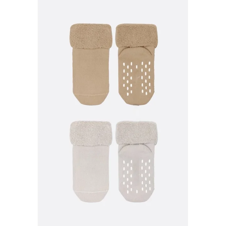 Mey İthalat® 2li Havlu Soket Kaymaz Basic Boy 10508 Bej