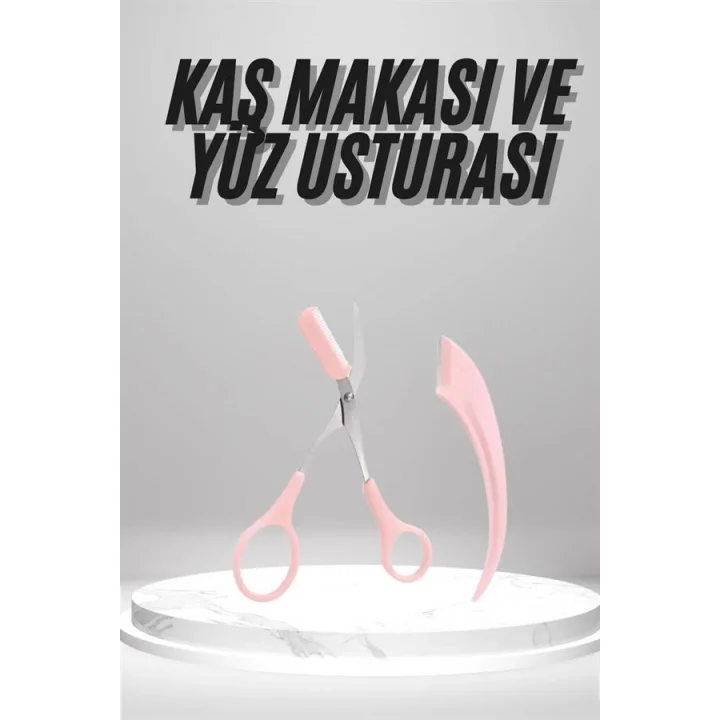 Mey İthalat® 2li Kaş Bakım Seti Taraklı Kaş Makası Ve Kaş Usturası Kaş Şekillendirici