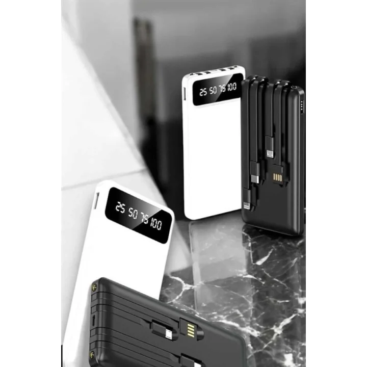 Mey İthalat® 20.000 Mah Led Işıklı LCD Ekran USB Girişli Type-C Lightning Powerbank