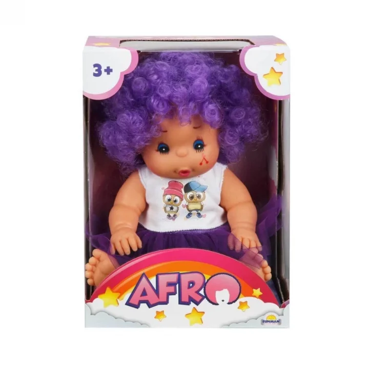 Mey İthalat® 20040 Afro Kıvırcık Saçlı Bebek 23 cm -