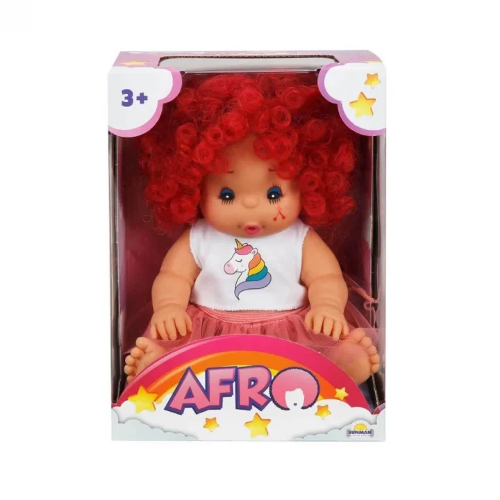 Mey İthalat® 20040 Afro Kıvırcık Saçlı Bebek 23 cm -