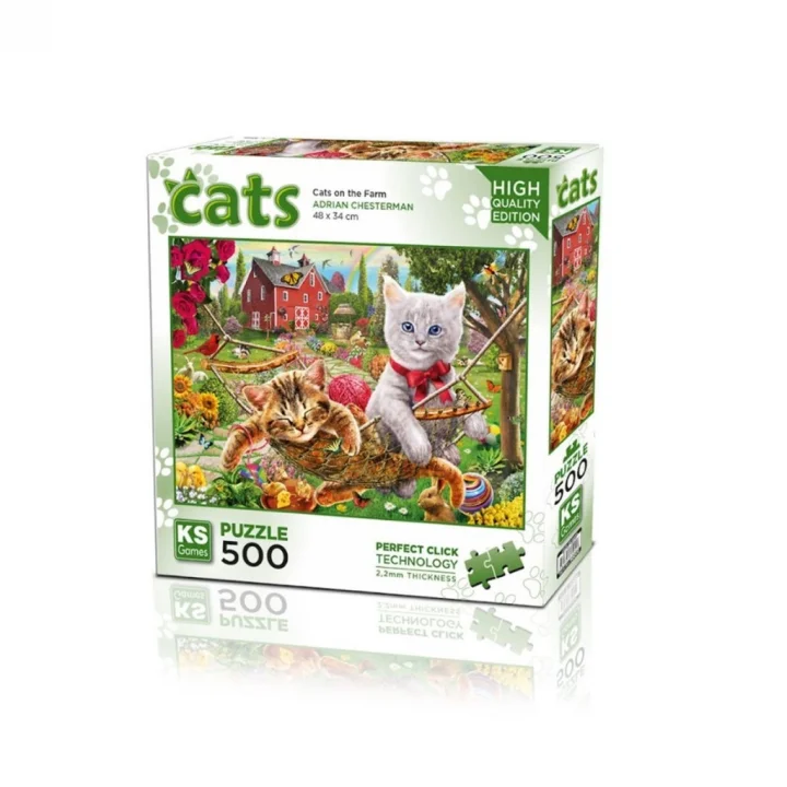 Mey İthalat® 20043 Kediler Çiftlikte 500 Parça Puzzle -KS Puzzle