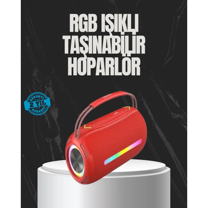 Mey İthalat® 20W Güçlü Ses Çift Sürücülü RGB LED Işıklı Bluetooth 5.3 Hoparlör