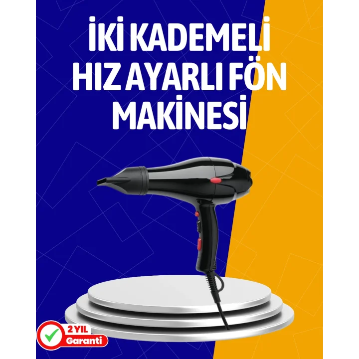 Mey İthalat® 2200W Güçlü Motorlu Ergonomik Fön Makinesi