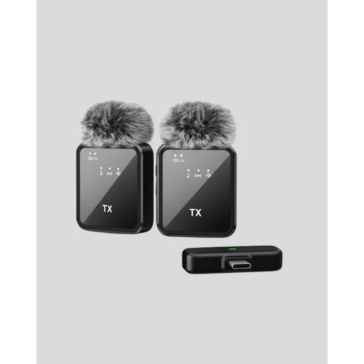 Mey İthalat® 2’li Kablosuz Yaka Mikrofonu Type-C ve Lightning Uyumlu Profesyonel Set