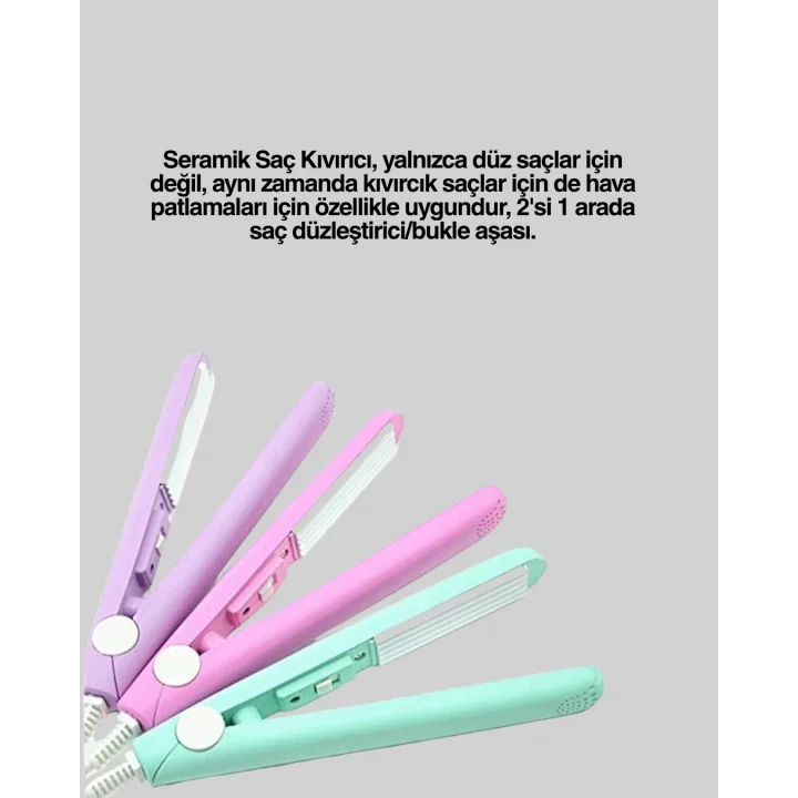 Mey İthalat® 2’si 1 Arada Saç Düzleştirici ve Bukle Maşası – Düz ve Kıvırcık Saçlara Uygun Çok Yönlü Kullanım