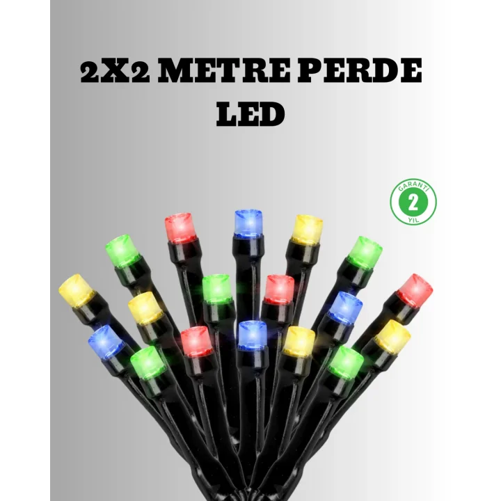 Mey İthalat® 2x2 Metre Pil ile Çalışan Perde LED Işık – 8 Modlu Dekoratif