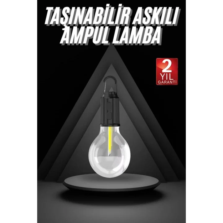 Mey İthalat® 3 Farklı Mod LEDli Şarjlı Asma Kancalı Kamp Lambası Taşınabilir Ampul