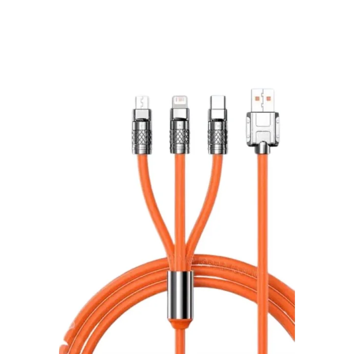 Mey İthalat® 3 İn 1 Süper Hızlı Şarj Kablosu Android ve İOS Uyumlu Silikon Şarj Kablosu