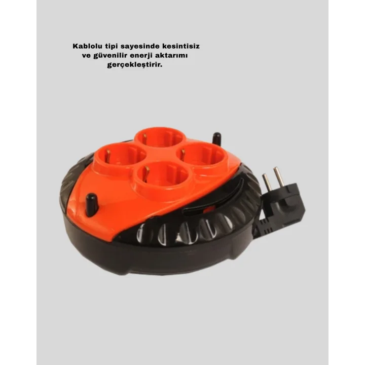Mey İthalat® 3 Metre Kablolu 4’lü Kırmızı Priz Makara