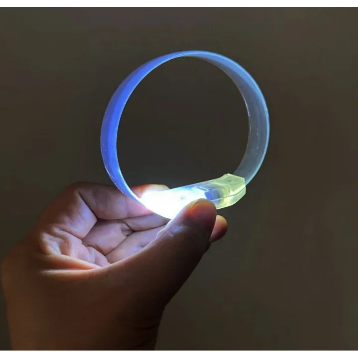 Mey İthalat® 3 Modlu Pilli LED Işıklı Esnek Parti Bilekliği Beyaz