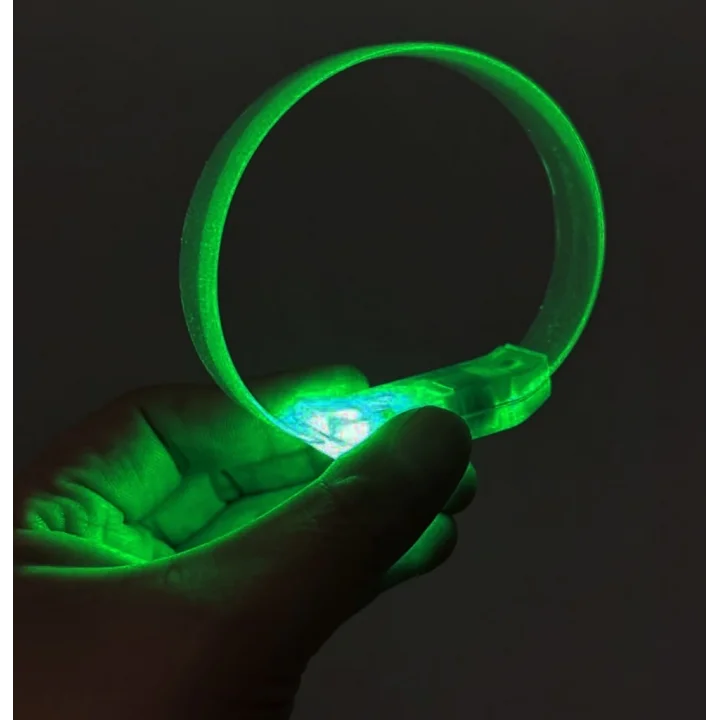 Mey İthalat® 3 Modlu Pilli LED Işıklı Esnek Parti Bilekliği Yeşil