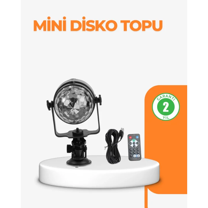 Mey İthalat® 3 Renk 7 Mod Döner Disko Topu Işık