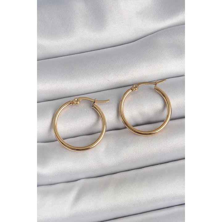 Mey İthalat® 316 Çelik Gold Renk 22mm Kadın Halka Model Kadın Küpe