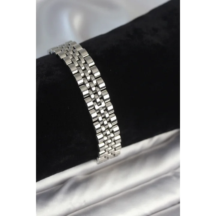 Mey İthalat® 316L Çelik 12 mm Kalınlıkta Gümüş Renkli Erkek Bileklik