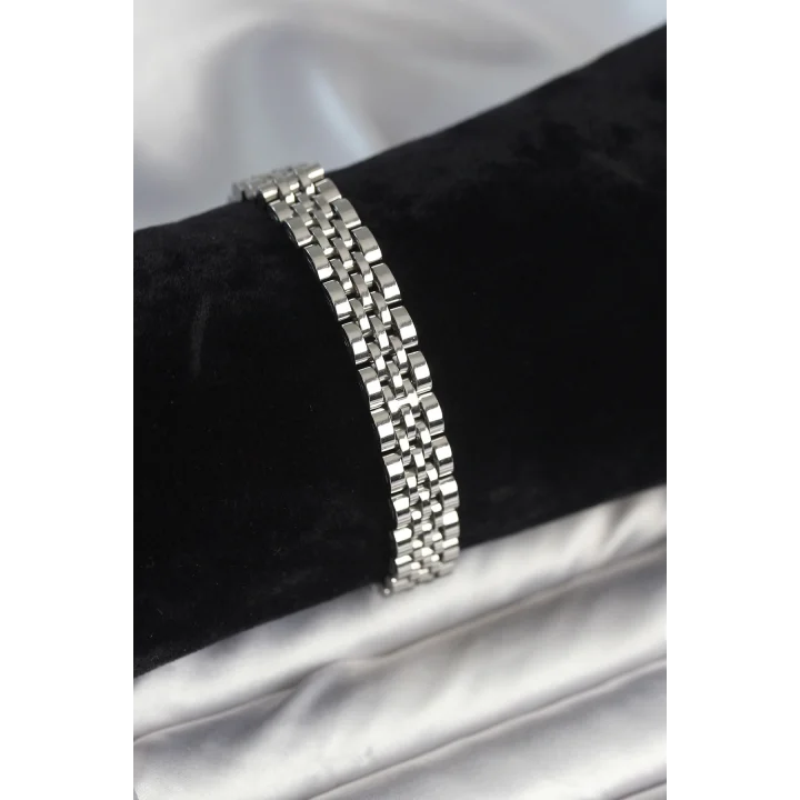 Mey İthalat® 316L Çelik 9 mm Kalınlıkta Gümüş Renkli Erkek Bileklik