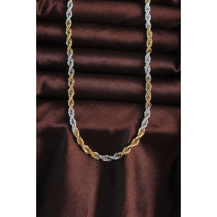 Mey İthalat® 316L Çelik Çift Renk Burgu Tasarımlı Kolye