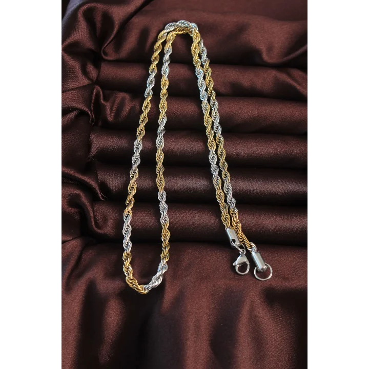 Mey İthalat® 316L Çelik Çift Renk Burgu Tasarımlı Kolye